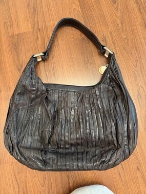 Donald J. Pliner Leather Pleated Hobo Bag